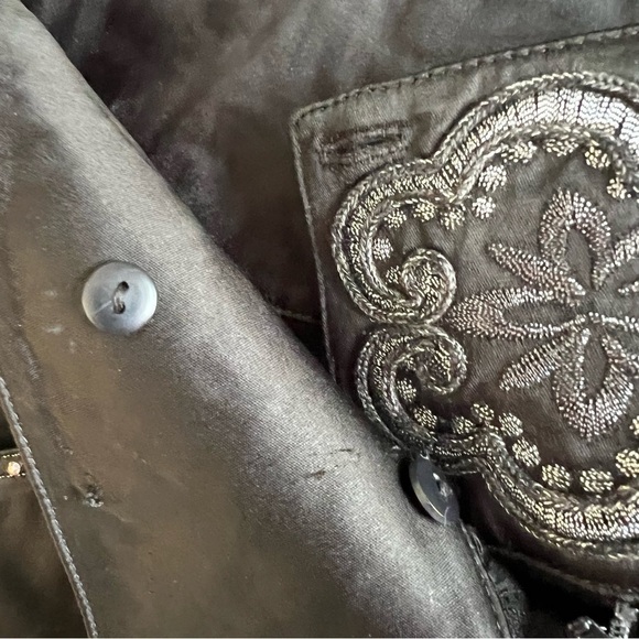 ST. JOHN Evening By Marie Gray Embellished Waist Satin Black Pants - Picture 11 of 13